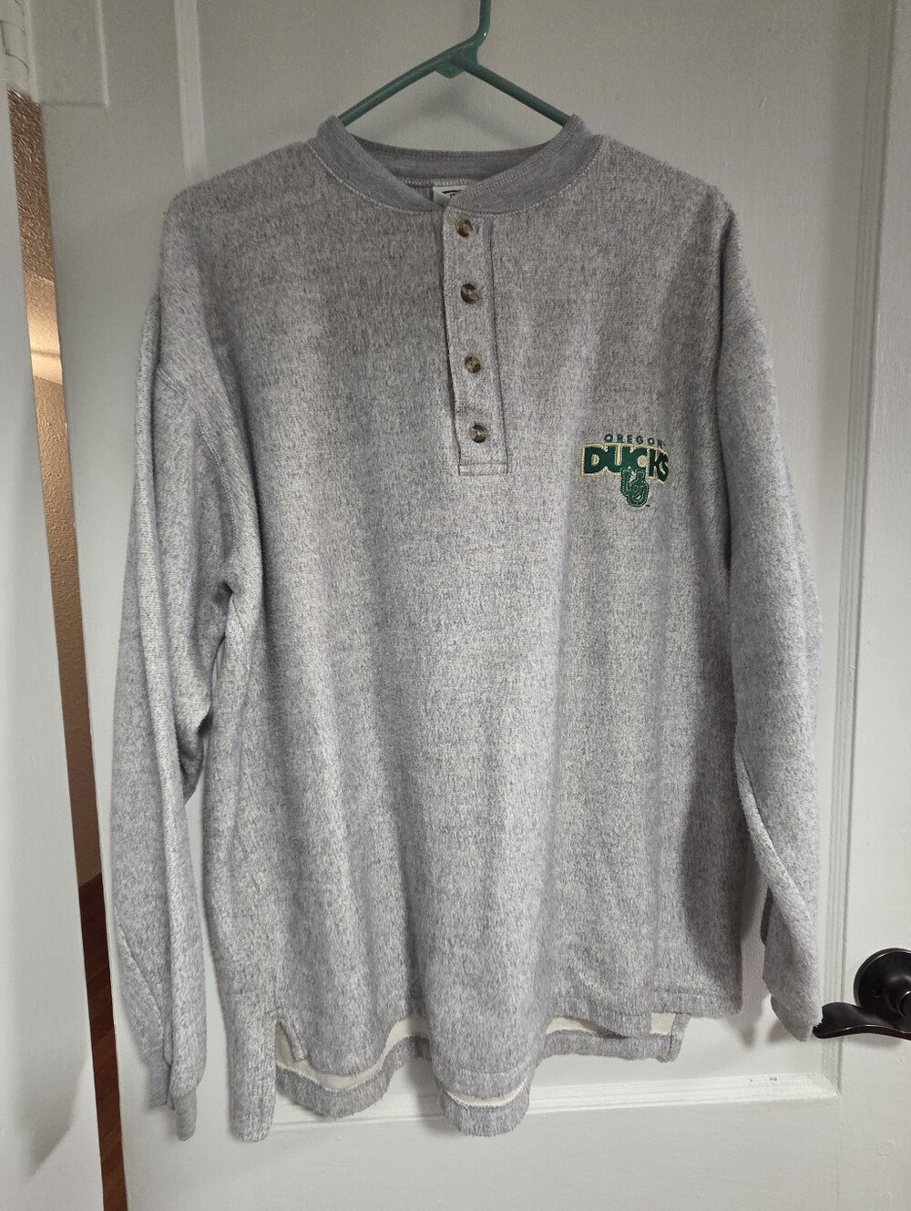 Vintage University of Oregon Ducks Pro Edge Gray 1/4 Button Up Pullover Men's LG
